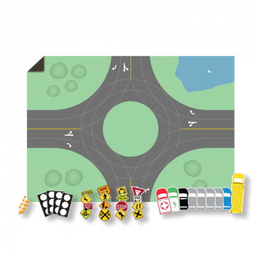 OptiMA® Driver's Ed Teaching Kit, Opti-Print dry erase magnet, Printable area = 35" x 47", Roundabout Design, 36" H X 48" W