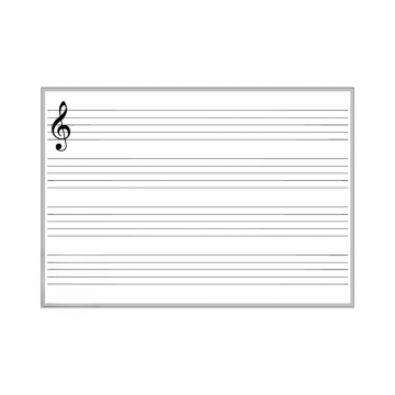 Dry Erase Music Print Board, Aluminum Trim and Tray, Magnetic Receptive