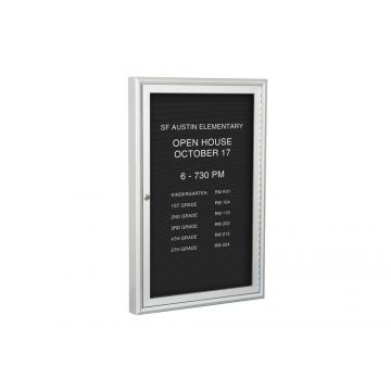 Indoor Glass Enclosed Changeable Letter Board, Acrylic Window, 2 Keys, 290 Piece 3/4" Letter Set, Aluminum Trim, 2-Locking Doors, 48" Wide x 36" Tall x 2"