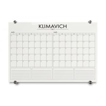 Personal Calendar Glass Dye-Sublimation Board, Style 2, 16" x 24", Gold Standoffs