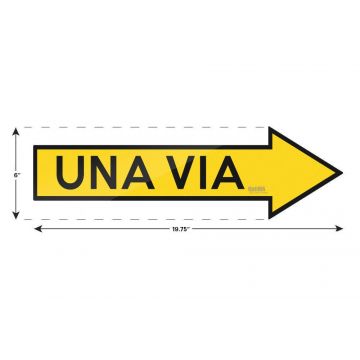 Spanish 19.75" L x 6" W One Way Arrow Floor Decal in Yellow, Single