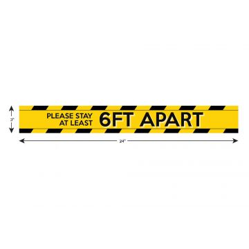 3" H x 24" W Social Distancing Floor Sign in Safety Yellow with Safety Surface and Peel-n-Stick Adhesive