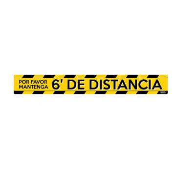 3" H x 24" W Spanish Social Distancing Floor Sign in Safety Yellow with Safety Surface and Peel-n-Stick Adhesive