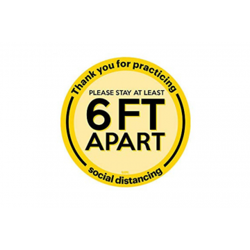 Circular 14.5" H x 14.5" W Social Distancing Floor Sign in Safety Yellow with Safety Surface and Peel-n-Stick Adhesive