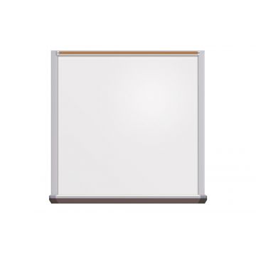 Executive Series Magnetic Porcelain Steel Dry Erase Board on Fiberboard, 1.25" Satin High Profile Trim, Full Length 2.75" Deep Box Tray, 1" Map Rail, 4' x 4'