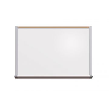 Executive Series Magnetic Porcelain Steel Dry Erase Board on Fiberboard, 1.25" Satin High Profile Trim, Full Length 2.75" Deep Box Tray, 1" Map Rail, 4' x 6'