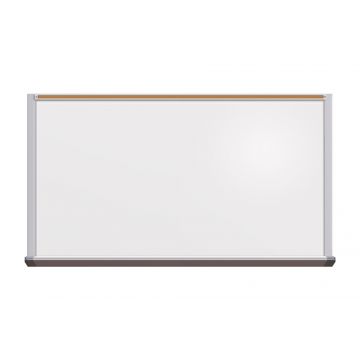 Executive Series Magnetic Porcelain Steel Dry Erase Board on Fiberboard, 1.25" Satin High Profile Trim, Full Length 2.75" Deep Box Tray, 1" Map Rail, 4' x 8'