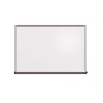 Executive Series Magnetic Porcelain Steel Dry Erase Board on MDF, 1.25" Satin High Profile Trim, Full Length 2.75" Deep Box Tray, 1" Map Rail, 5' x 6'