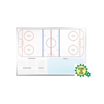 Wall Mounted Printed Dry Erase Board, Aluminum Trim, Marker Tray, Magnetic Receptive, Ice Hockey Print