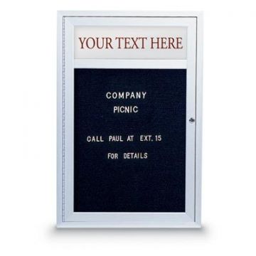 Outdoor Enclosed Letter Boards with Header, 1 Door, Acrylic Window, 2 Keys, 24" x 36", Vinyl Color Barcelona Blue