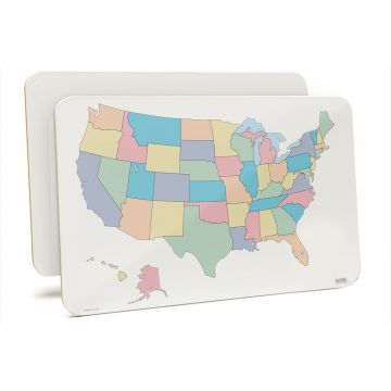 OptiMA® Student Lap Board with US Map, No state names, Print on one side, 11" x 17" x 1/8"