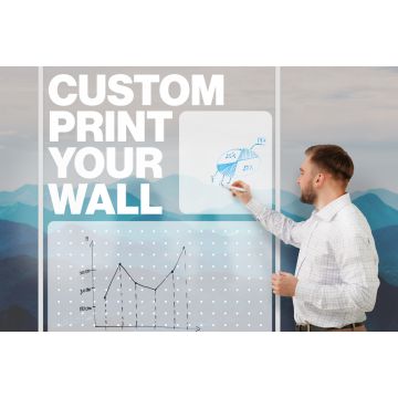 OptiMA® Custom Printed Full Height Magnetic Dry Erase Whiteboard Wall, Magnetic Porcelain Steel Panels Connected with a White Painted H-Bar, Aluminum Trim, No Tray, 6' x 8'