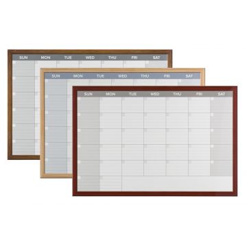 OptiMA® OptiPrint® Dry Erase Calendar Decal, 24" x 36" Peel and Stick, Mahogany Frame Wall Print