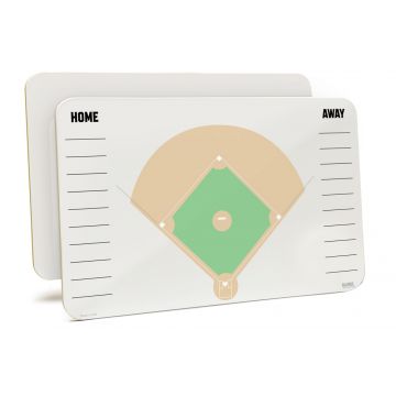 Baseball lapboard, Side 1: Baseball diamond with space for batting orders, Side 2: Blank dry erase surface, 11" x 17" x 1/8"