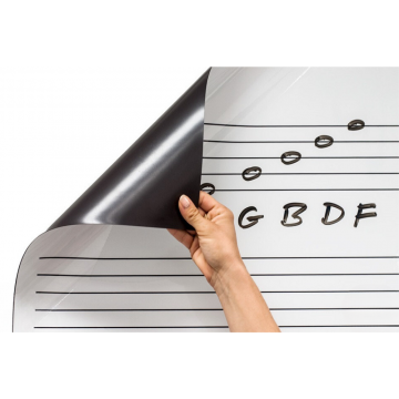 10.5" T x 45.25" Wide Music Staff Magnet, Five Sets of Music Staves Printed on Dry Erase Surface