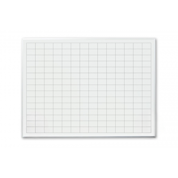 Dry Erase Printed Grid Board, 32" x 45.5", Aluminum Trim and Tray, Permanent 1" x 1" Grid Pattern