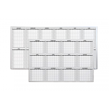 OptiMA® Non-Magnetic 12 Month Calendars, 4' x 4', Aluminum Trim and Tray, Starting Month January