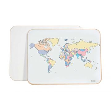 OptiMA® Student Lap Board with World Map, 11" x 17" x 1/8", No Country Names, Print on One Side, Reverse Blank