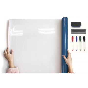 2’ X 3’ Whiteboard Kit, Glossy Self-Adhesive Opti DA5 With Blue Magnetic Eraser