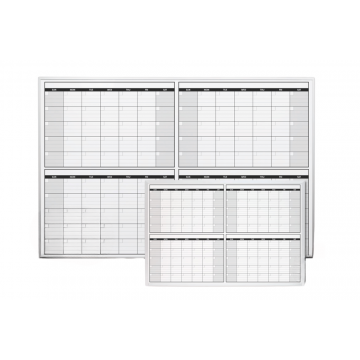 OptiMA® Non-Magnetic Four Month Dry Erase Calendar, Opti-Print economy, aluminum trim and tray, 32" H X 45.5" W