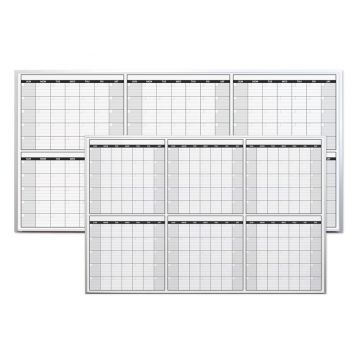 OptiMA® Non Magnetic Six-Month Calendar, Opti-Print dry erase economy, aluminum trim and tray, 4' H X 6' W