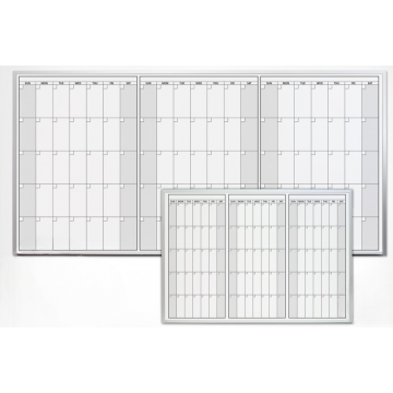 OptiMA® Three Month Dry Erase Calendars, Opti-Print magnetic, aluminum trim and tray, 32" H X 45.5" W