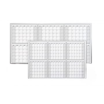 OptiMA® Magnetic Six-Month Calendar, Opti-Print dry erase, aluminum trim and tray, 4' H X 6' W