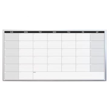 OptiMA® Non-Magnetic One Month Dry Erase Calendar, Opti-Print economy, aluminum trim and tray, 24" H X 36" W