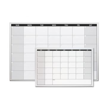 OptiMA® Non-Magnetic One Month Dry Erase Calendar, Opti-Print economy, aluminum trim and tray, 32" H X 45.5" W