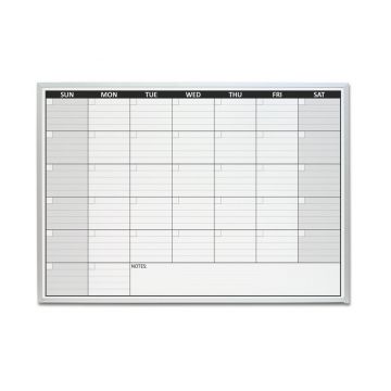 OptiMA® Non-Magnetic One Month Dry Erase Calendar, Opti-Print economy, aluminum trim and tray, 4' H X 8' W