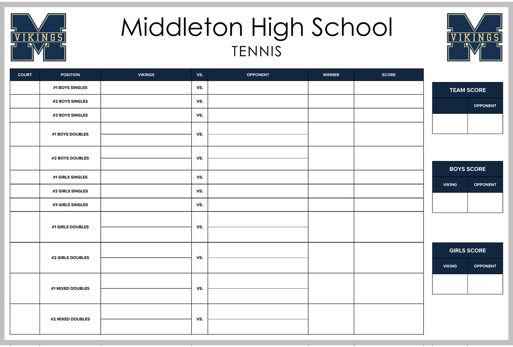 Tennis Match Schedule