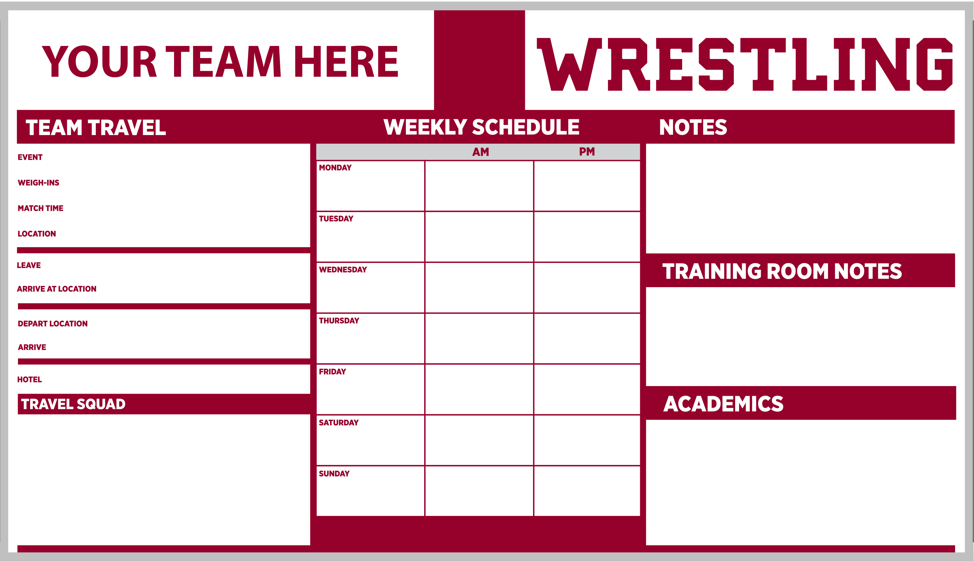 Weekly Schedule- Wrestling